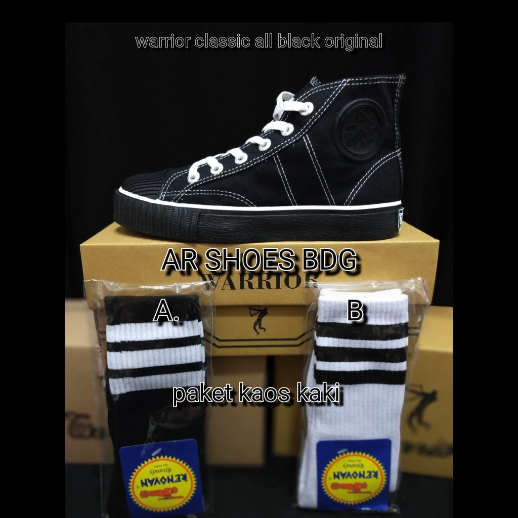 Hitam WARRIOR CLASSIC High School Shoes BLACK /WARRIOR CLASSIC ALL BLACK Shoes/School Shoes