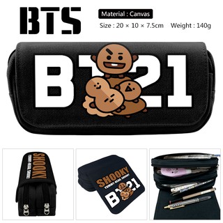 BTS BT21 SHOOKY 3 มิติของนักเรียนการ์ตูนผ้าใบกรณีดินสอ