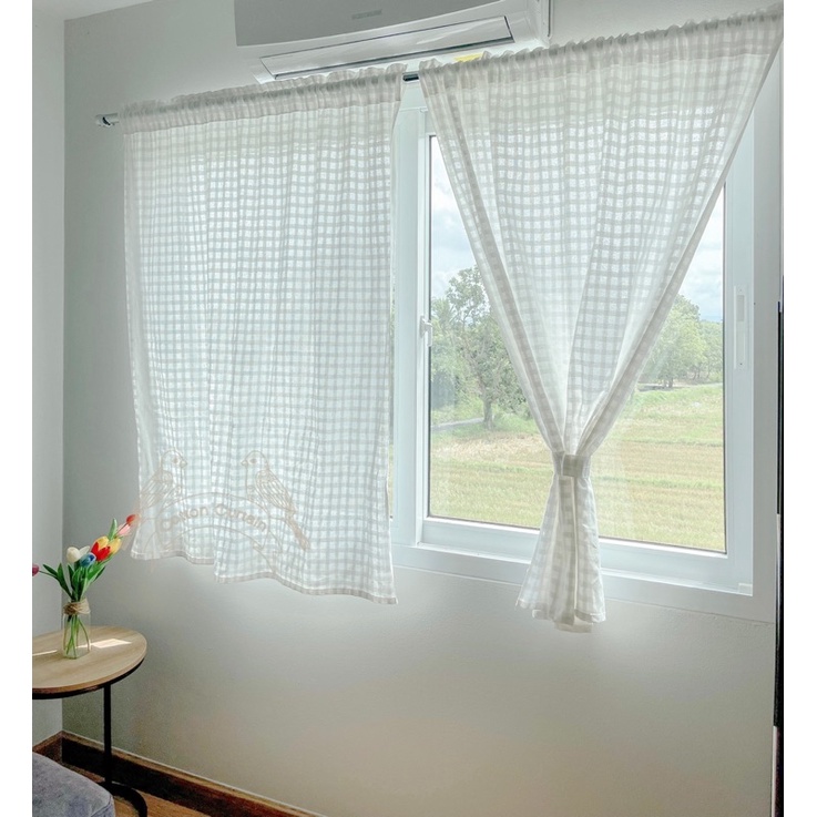 แนะนำ ผ้าม่าน ผ้าม่านผ้าฝ้าย ผ้าม่านสไตล์มินิมอล กว้าง110สูง130cm ผ้าม่านหน้าต่าง ผ้าม่านลายตาราง  ผ้าม่านวินเทจ ราคาพิเศษ มีเก็บเงินปลายทาง