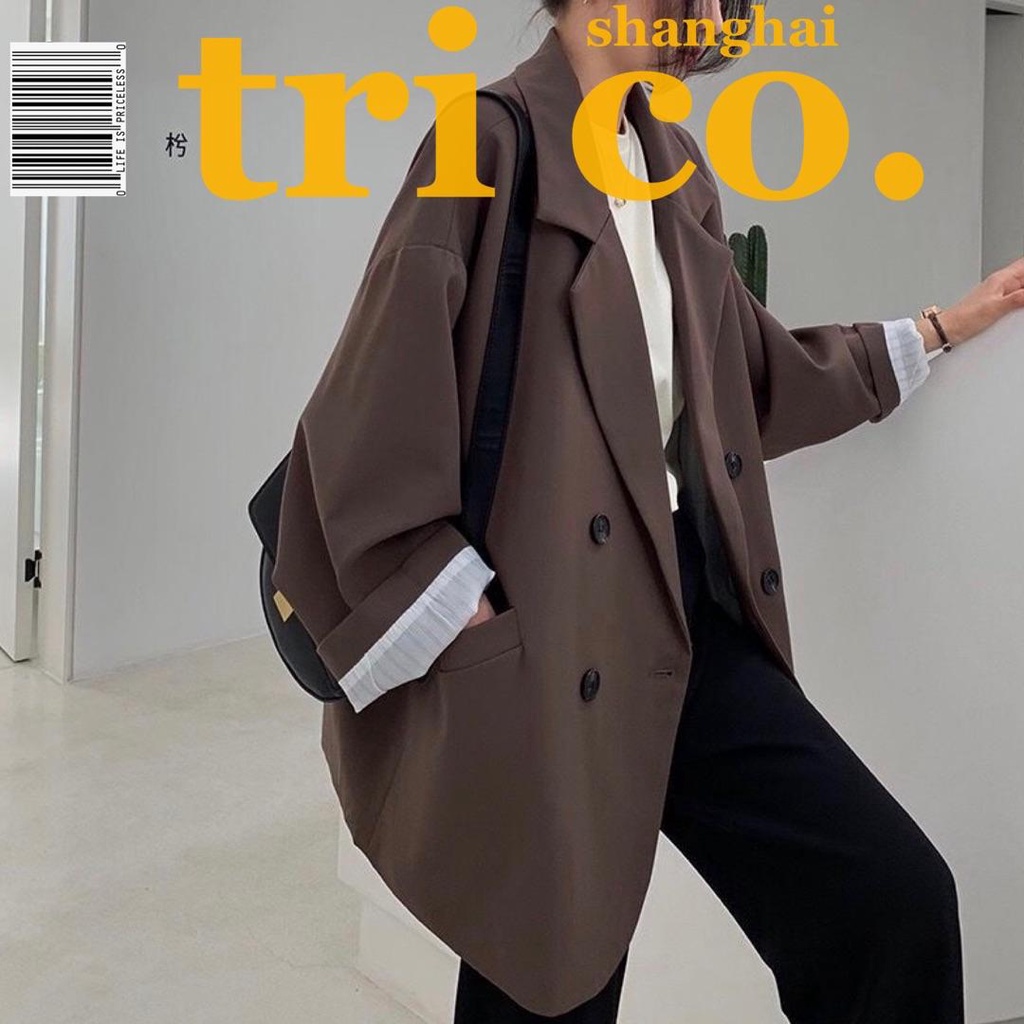 เสื้อเบลเซอร์ ขนาดใหญ่ เหมาะกับฤดูใบไม้ผลิ และฤดูใบไม้ร่วง สไตล์สตรีท สําหรับผู้หญิง 2024