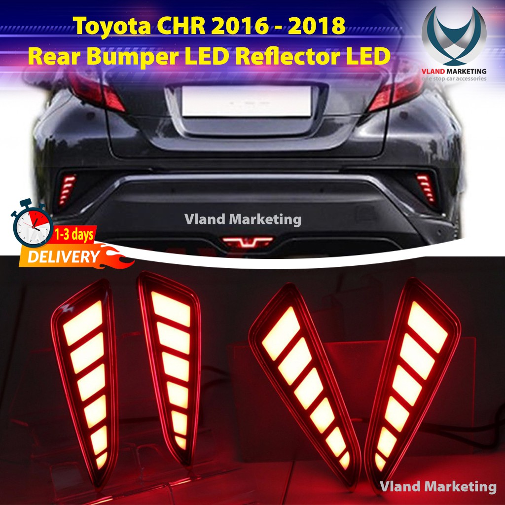 ไฟเบรกท้าย LED สะท้อนแสง ติดกันชนหลัง สําหรับ Toyota C-HR CHR 2016 2017 2018 2019 2 ชิ้น