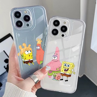 เคสโทรศัพท์มือถือ TPU ใส ขอบสี่เหลี่ยม กันกระแทก ลาย SpongeBob Patrick Star สําหรับ Samsung Galaxy A33 A53 A73 5G A32 A52 A72 A31 A51 A71 A23