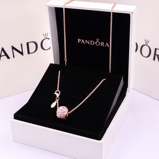 Pandora สร้อยคอเงิน 925 สีชมพู เครื่องประดับ สําหรับผู้หญิง p804