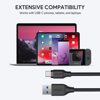 [สำหรับ iPhone 16] AUKEY สายชาร์จ 60W Nylon USB-A to C 3A QC3.0 + CarPlay&AndroidAuto CB-CD43/CD44