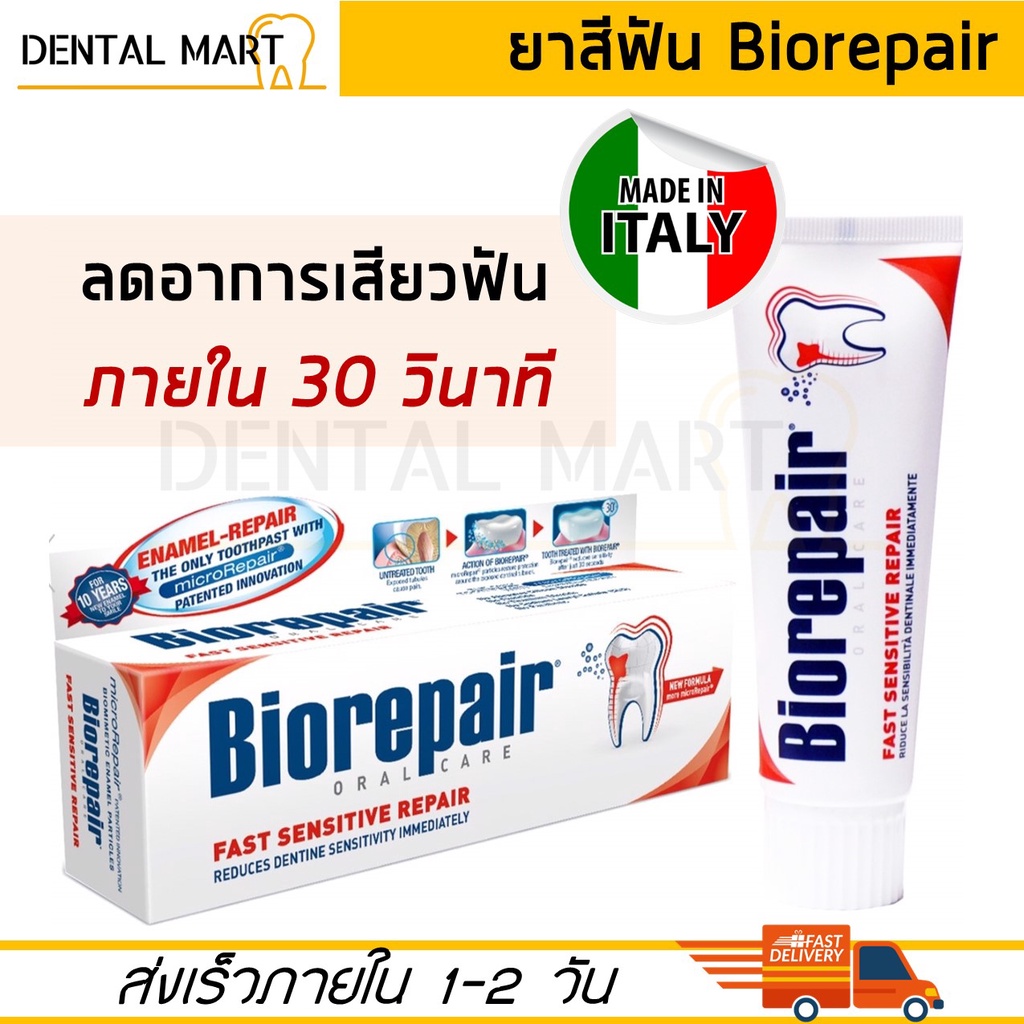 ยาสีฟัน Biorepair Oral Care Fast Sensitive Repair 75 ml. ยาสีฟันลดเสียวฟันใน 30 วินาที Toothpaste