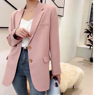 พร้อมส่ง 🇹🇭 เสื้อสูท สูททำงาน มีซับ สูทแฟชั่น สูทสีพื้น Blazer Suit สูทแขนยาว สีพื้น สูทสีชมพู เบลเซอร์