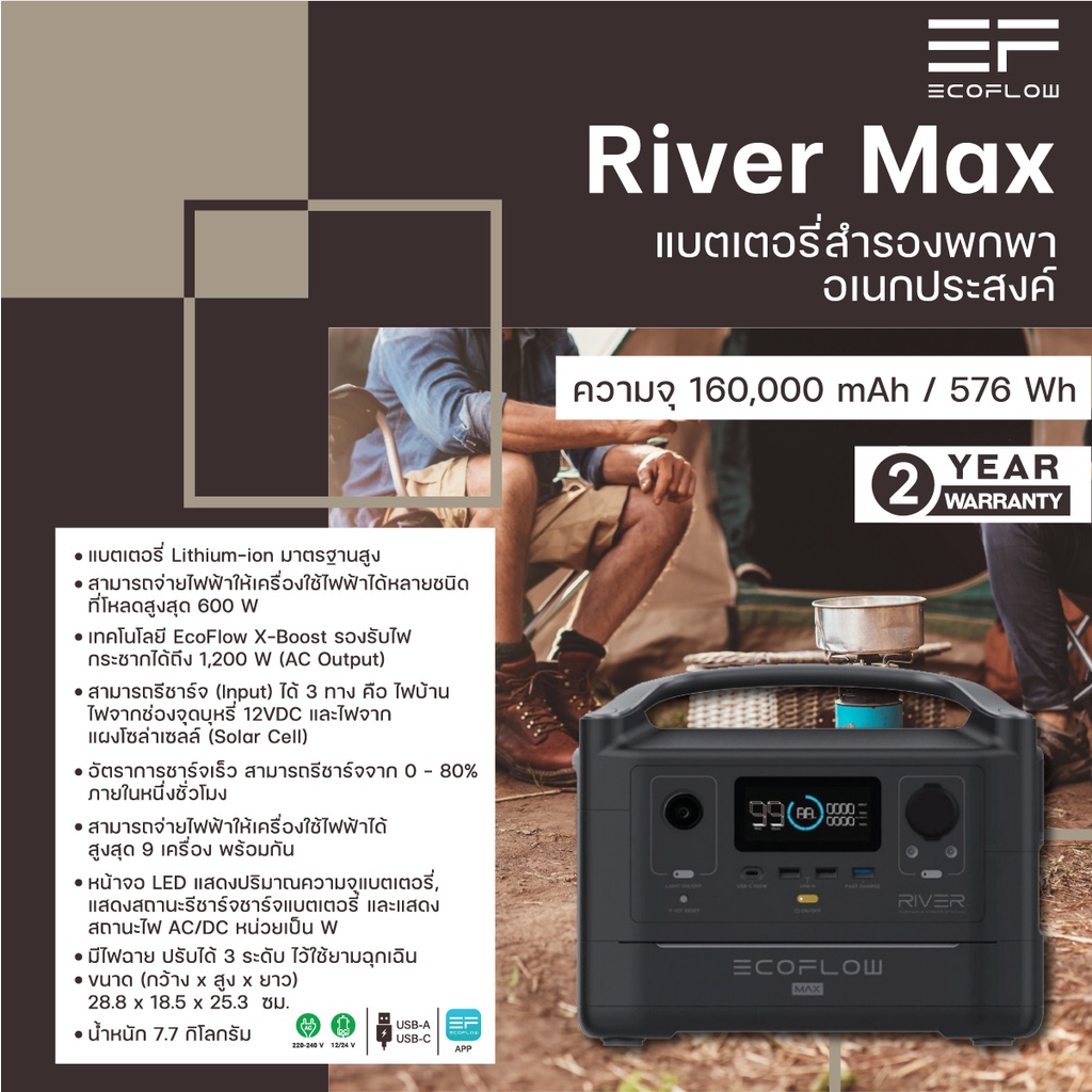 EcoFlow River Max Portable Power Station ความจุ 160,000 mAh/576 Wh | Shopee  Thailand