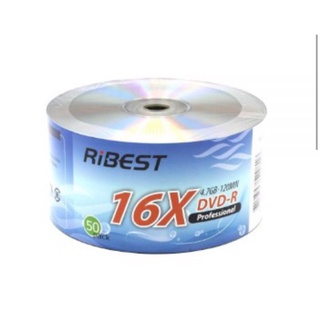 DVD-R Ribest 4.7GB 16X บรรจุ​ 50​ แผ่น.(แผ่นดีวีดีบันทึกข้อมูล​ )