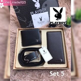 Playboy mens belt wallet gift box leather suit leather automatic buckle belt ของแท้ ราคาถูก