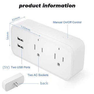Smatrul Tuya อะแดปเตอร์ซ็อกเก็ตชาร์จ Wifi 16A US Plug สําหรับ Google Home Alexa Tmall Genie