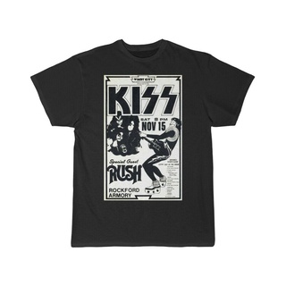 เสื้อยืดสีขาว[พร้อมส่ง] มาใหม่ เสื้อแขนสั้น ลาย Kiss concert Flyer สไตล์วินเทจS-4XL