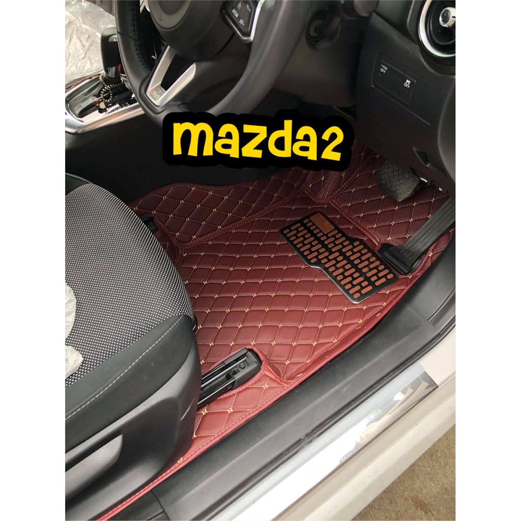 Mazda Mazda2 มาสด้า2 พรมหนัง6D สั่งตัดเข้ารูปตรงรุ่น พรมปูพื้นรถเต็มคันห้องโดยสาร