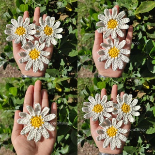 🌼พร้อมส่ง 🌼°Daisy° ดอกใหญ่เ กสรสีสดใส ดอกไม้ถักสุดคิ้ว​ ดอกเดซี่ สำหรับตกแต่งชิ้นงาน DIY 🛍️กระเป๋าสาน สายคล้องแมส