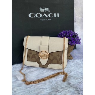 พร้อมส่งแท้💯COACH GEORGIE CROSSBODY IN SIGNATURE CANVAS (COACH 7287) IM/KHAKI/CHALK