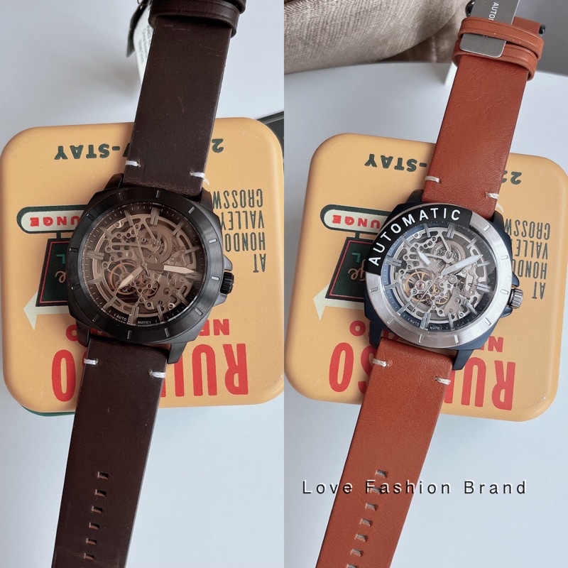 ผ่อน0%แท้100% นาฬิกาข้อมือ Fossil Automatic Privateer Sport Mechanical Brown Leather Watch BQ2429 BQ2400 BQ2416