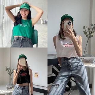 JIRATCLOTHES - พร้อมส่ง เสื้อครอปแขนกุด เสื้อกล้ามผู้หญิง Herbert club ครอปคอกลม ครอปสายเกา