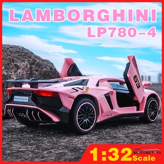 Klt 1:32 Lamborghini LP770-4/LP780-4 โมเดลรถยนต์โลหะ ของเล่นสําหรับเด็ก ,ลัมโบรถเด็กของเล่นมินิอัตโนมัติรถบรรทุกยานพาหนะเสียงและแสงของเล่น