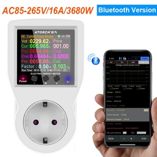 เครื่องวัดไฟฟ้า Bluetooth 220V AC EU Socket Outlet Plug Power Digital Wattmeter Energy Meter Plug Power Wattage