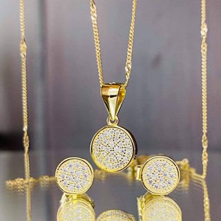 ชุดจี้เพชร Alstroemeria  Diamond Pendant &amp; Earring With ITALY Chain  Zign Jewelry (NSY0006)