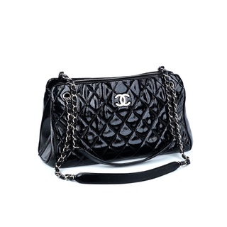 Chanel Patent Quilted CC Angle Tote Bag