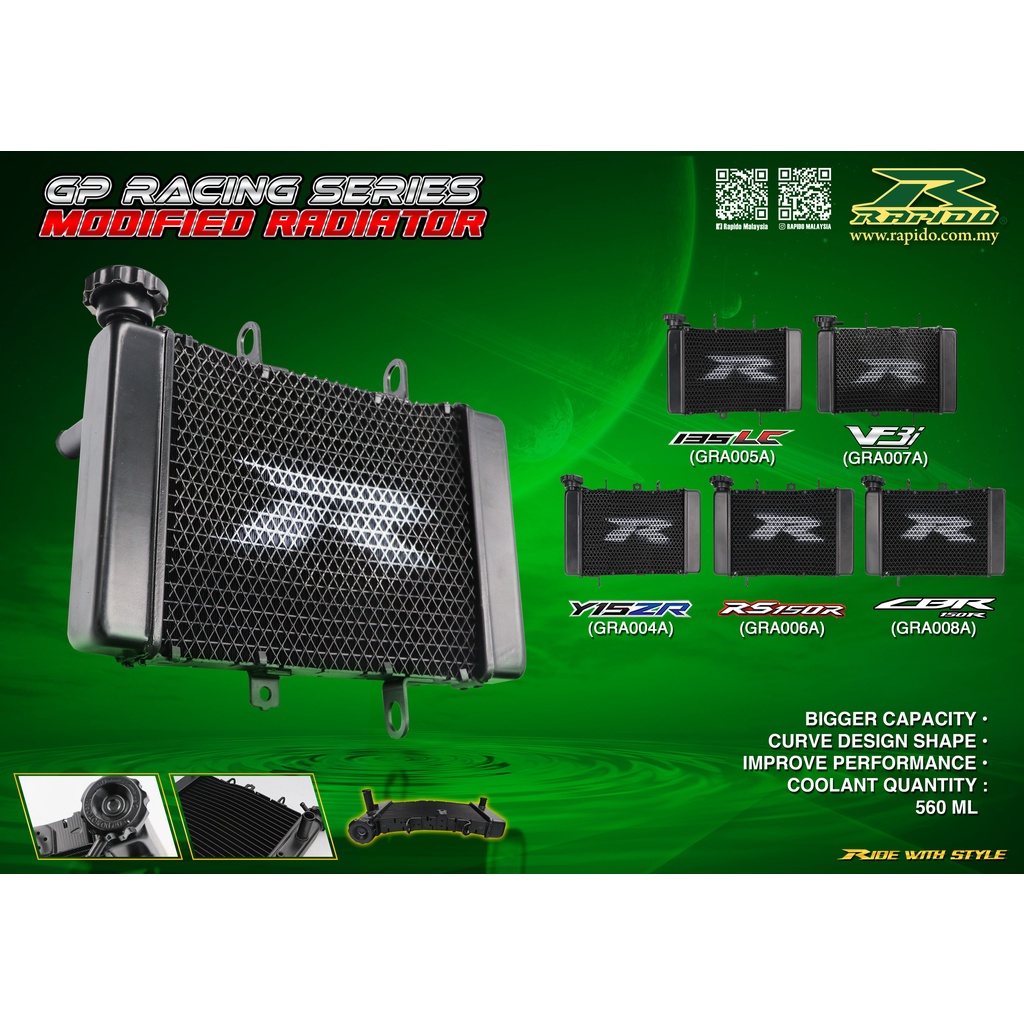 หม้อน้ําดัดแปลงซีรีส์ Rapido GP Racing