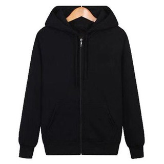 Korean fashion zipper Hoodie เสื้อกันหนาวมีฮูดไสตล์เกาหลี เสื้อฮู้ดสีล้วนมีซิป เหมาะสำหรับหน้าหนาว Sweater