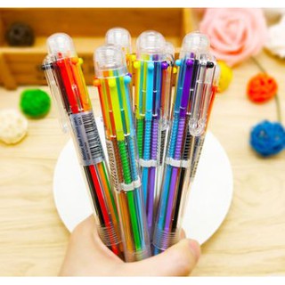 ปากกาหลายสี ปากกาลูกลื่น ปากกา6สี ปากกาหลายสีแบบกด ชำระปลายทางได้