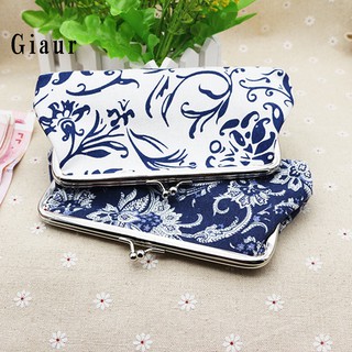 giaur กระเป๋าสตางค์ผ้า canvas ทรงสี่เหลี่ยมผืนผ้าแบบถือแฟชั่นสตรี