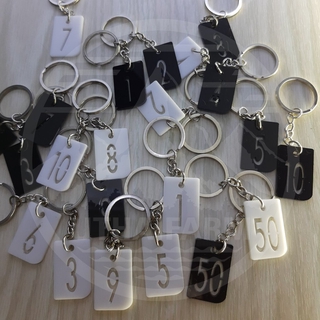 พวงกุญแจ อะครีลิคเลเซอร์ ตัวเลข ในสี่เหลี่ยม มีให้เลือก 1-50…