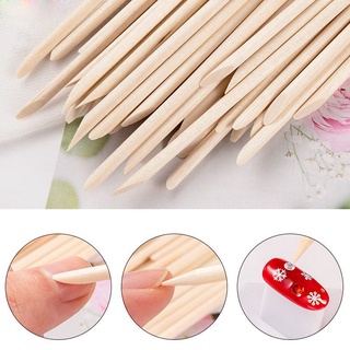 100pcs/set  Double End Nail Art Wood Stick Cuticle Pusher Remover Pedicure Manicure Tool Set