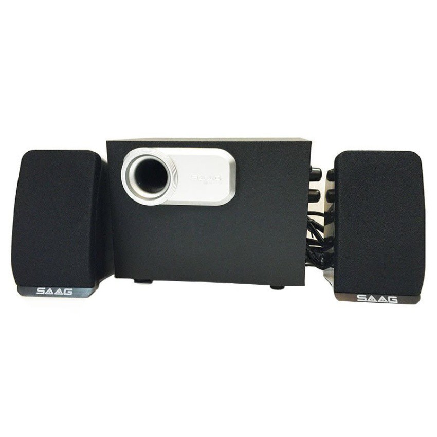 SAAG Multimedia Speaker ลำโพงมีซับ เสียงดี เบสหนัก Micro2.1 800w (Black/Silver) สีดำเงิน #604