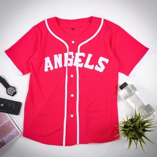 เสื้อกีฬาเบสบอล ลายทีม Angels pink unisex พรีเมี่ยม