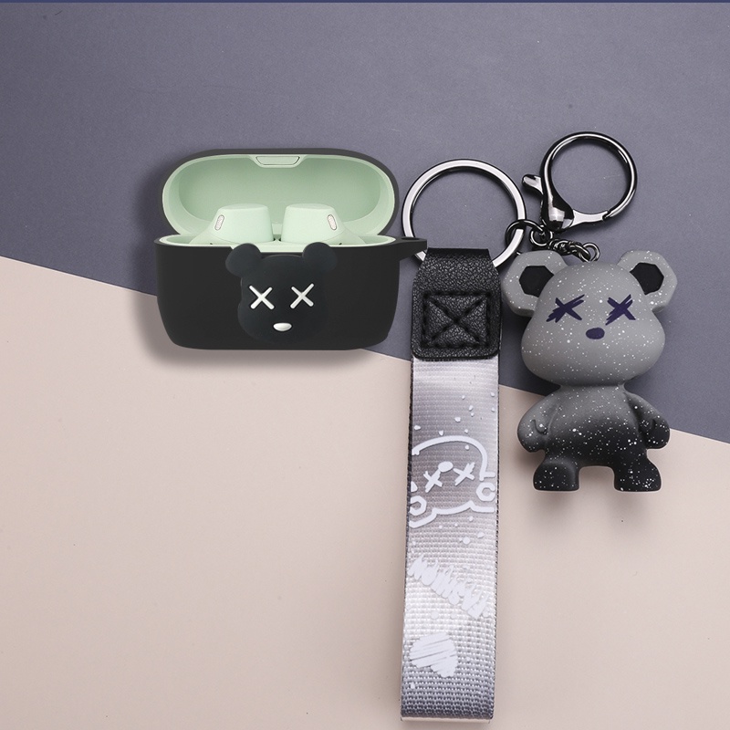 Jabra Elite Active 4 Case Creative Glitter Bear Cute Plush Briquettes Keychain Pendant Jabra Elite 3