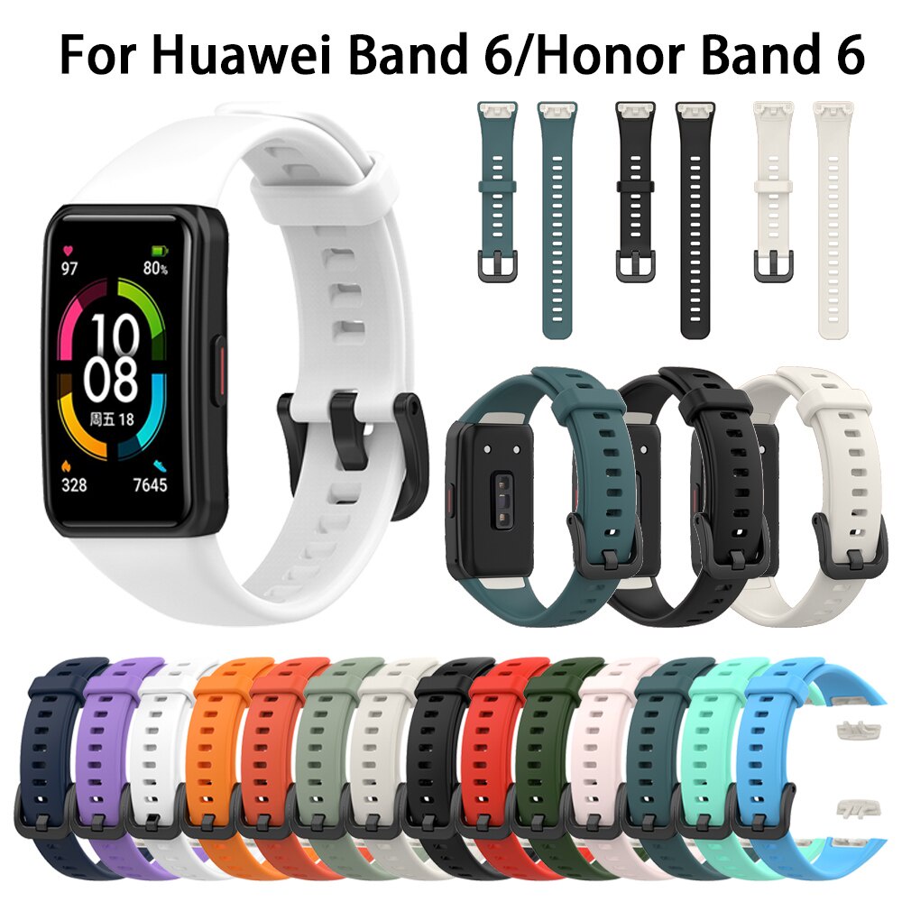 สายนาฬิกาข้อมือซิลิโคน แบบนิ่ม สําหรับ Huawei Band 6 Honor