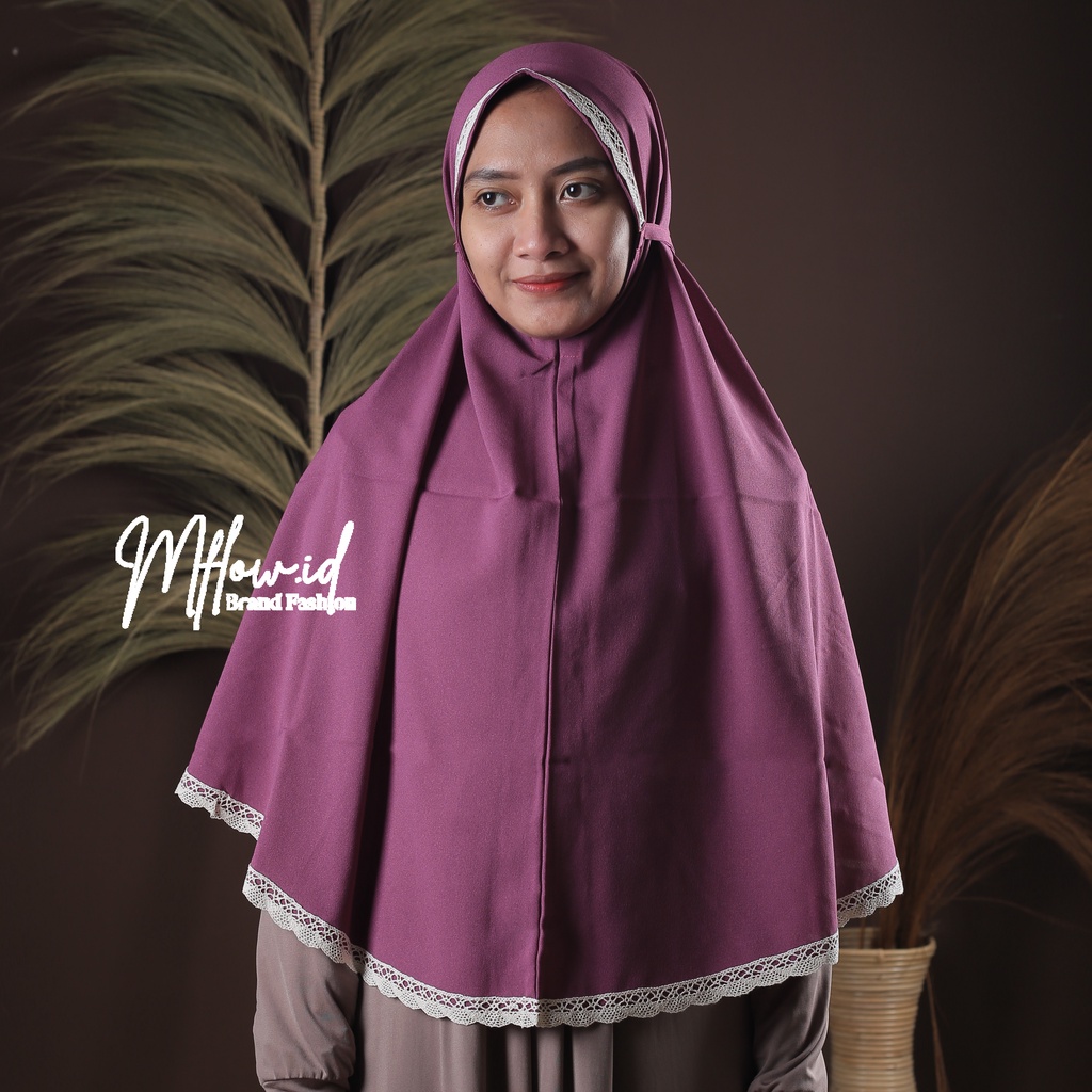 Khimar Instant Jumbo Lace Hijab Bergo Maryam Diamond mflow