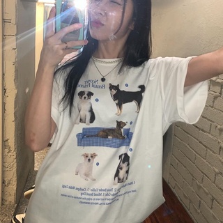 เสื้อยืดคอกลม ใส่ได้ทุกเพศ 💗ทรง Oversize 🐕‍🦺🛋️ลายรวมน้องหมา✨