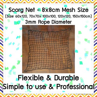 Scrog Net - Plant Stress Training - 8x8cm mesh size, in size of 70x70, 100x100, 120x120, 60x120, 150x150cm Trellis Net