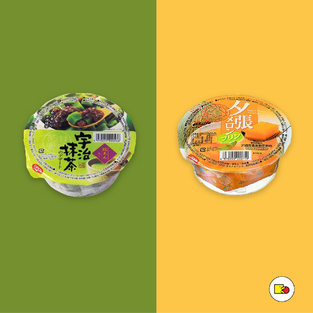 UJI MATCHA WITH RED BEAN & YUBARI MELON PUDDING - OKAZAKI ( อูจิมัจฉะเยลลี่กับถั่วแดง & ยูบาริพุดดิ้งเมลอน -โอกาซากิ )