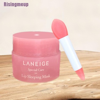 Risingmeup --- แปรงทาปาก ซิลิโคน หัวคู่ สีชมพู ขนาดเล็ก น่ารัก ความงาม