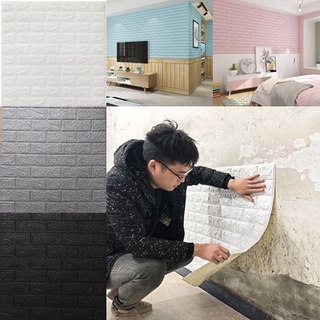 พร้อมส่ง ส่งจากไทย วอลเปเปอร์สามมิติ 70*77cm มีกาวในตัวติดผนัง 3D wallpaper วอลล์เปเปอร์ลายอิฐ  สามารถเก็บเงินปลายทางได้