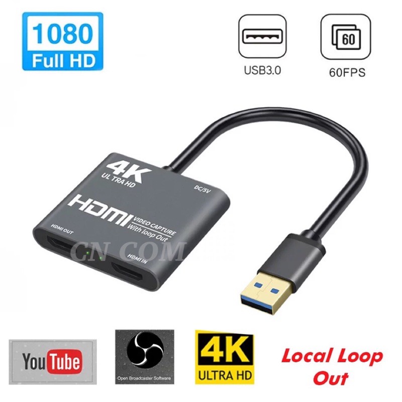USB3.0 HDMI 4K60Hz การจับภาพวิดีโอ HDMI เพื่อการจับภาพวิดีโอ USB Dongle การ์ดเกมสตรีมมิ่งถ่ายทอดสดสตรีม