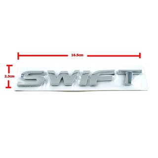 ป้ายโลโก้ SUZUKI SWIFT พลาสติกชุบโครเมี่ยม ขนาด16.5X2.3 cm ติดตั้งด้วยเทปกาวสองหน้าด้านหลัง