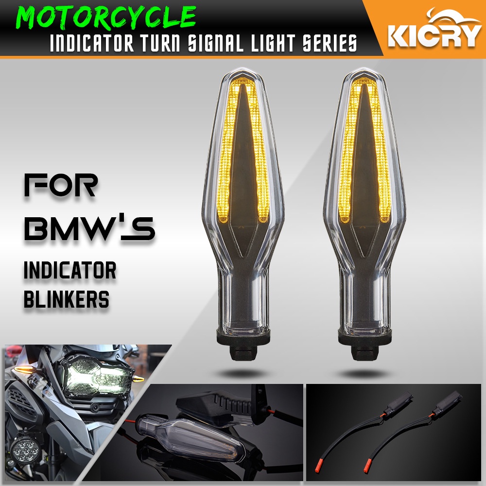 Kicry ไฟเลี้ยว ด้านหน้า และด้านหลัง สีเหลืองอําพัน สําหรับรถจักรยานยนต์ BMW R1200 S1000XR F800 F650 G310 GS R C400X