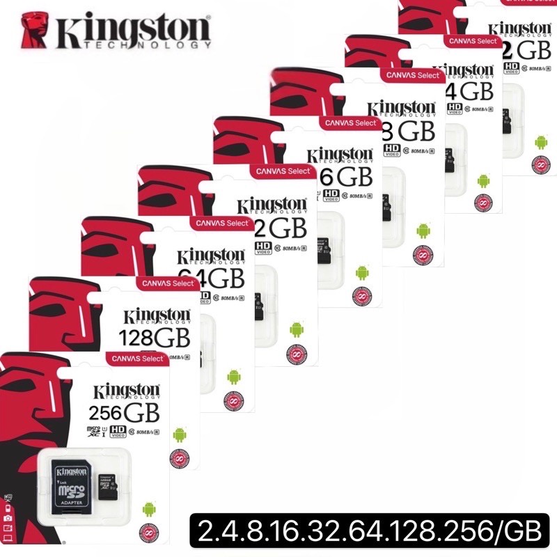 [ใส่ APRZSF ลด 50.-]เมมโมรี่การ์ด Kingston Micro SD card Memory Card2GB 4GB 8GB 16GB 32GB 64GB 128GB 256GB