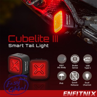 Enfitnix Cubelite III ไฟฉายจักรยาน ไฟท้ายจักรยาน อัจฉริยะ ไฟเบรก ตรวจจับ กันน้ํา ไฟ LED กลางวัน ไฟอาน ไฟหลักอาน