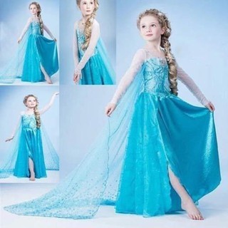 ชุดเดรสคอสเพลย์ Frozen Elsa Anna สำหรับเด็ก