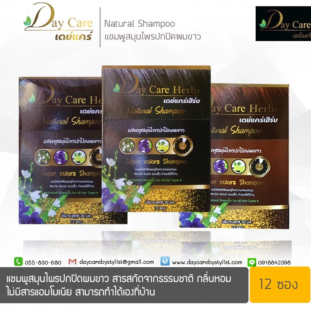 Day Care แชมพูสมุนไพรปิดผมขาว แพ็ค 12 ซอง