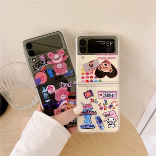 เคสโทรศัพท์มือถือ PC แข็ง แบบใส กันกระแทก ลายเมโลดี้ สําหรับ Samsung Galaxy Z Flip 4 5G Z Flip 3