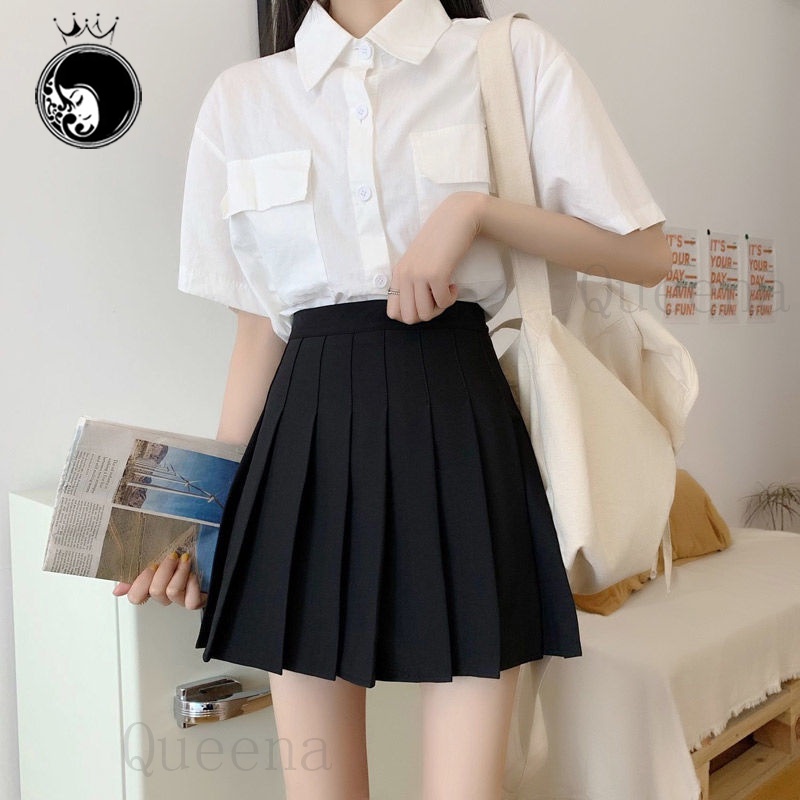 Queena Korean style short skirt High waist skirt Lining with tennis skirts, comfortable to wear XS-3XL