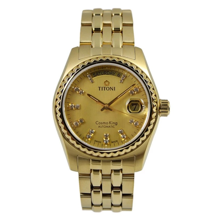 TITONI Cosmo King Men's Watch รุ่น 787G-306 - Gold Stainless Steel